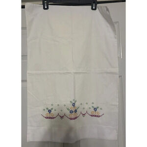 Vintage Multi-color Hand Cross Stitched Pillow Case